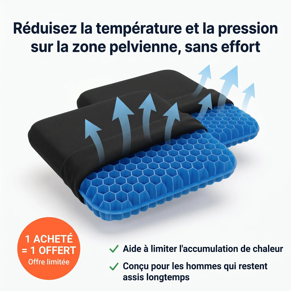 Coussin respirant qui réduit la température pelvienne