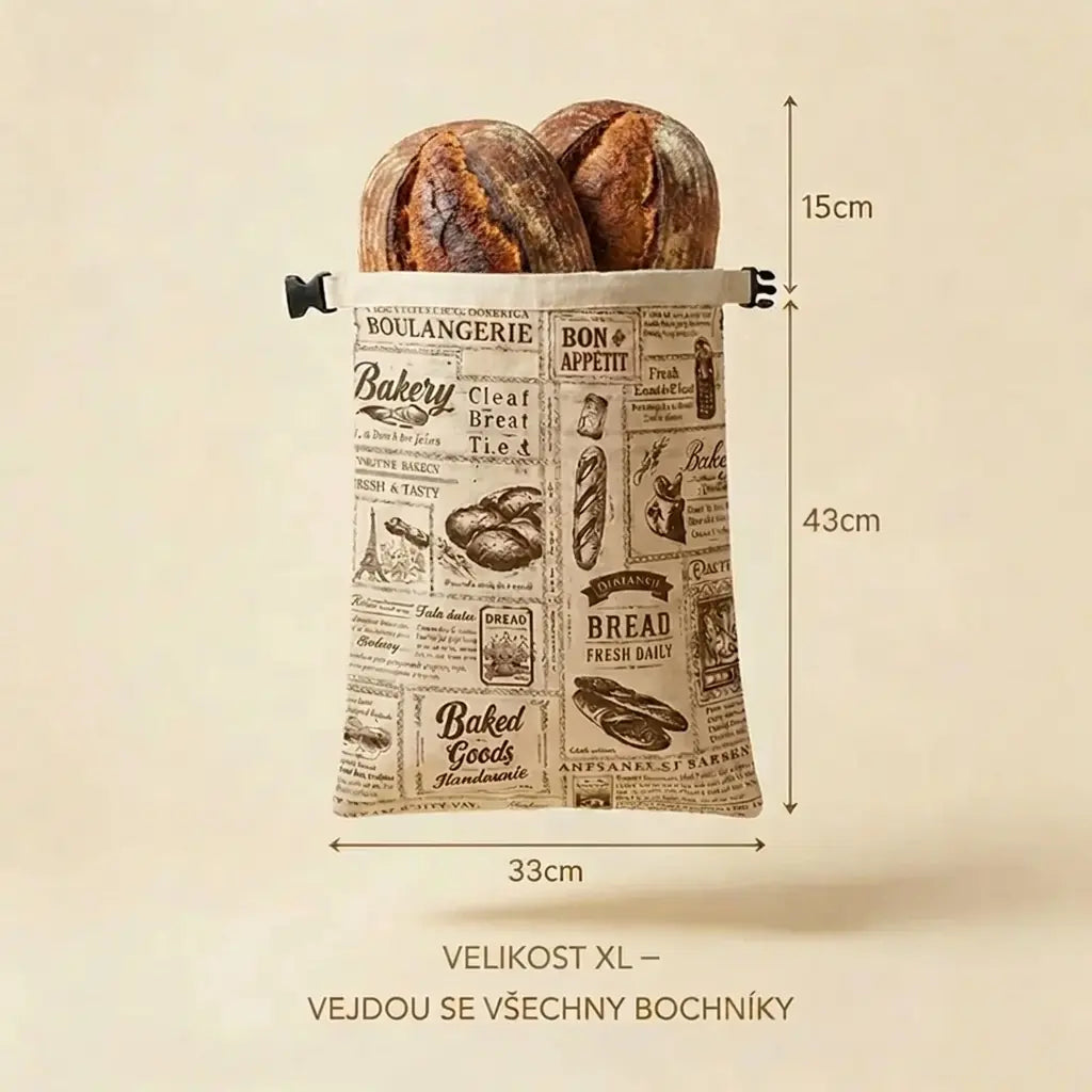 Prémiové sáčky na chléb vyrobené ze 100% bavlny a včelího vosku.